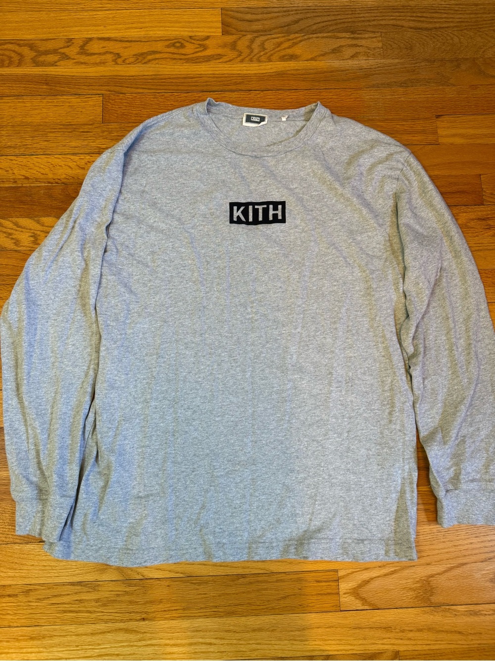 Kith Classic Light Gray Long Sleeve Logo Tee XL